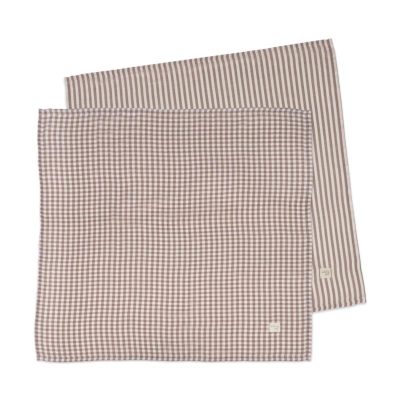 Set 2 Muselinas 70x70cm Praliné Vichy/Rayas Moka