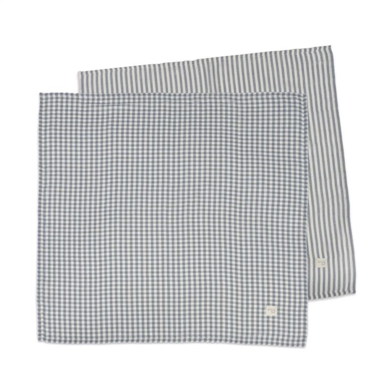 Set 2 Muselinas 70x70cm Praliné Vichy/Rayas Matcha 