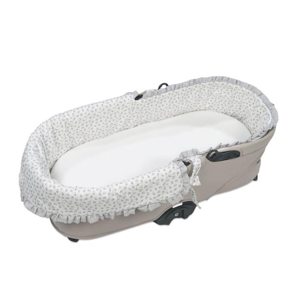 Cubre Cuco Dual+Sábana Ajustable Little Bloom Flor Gris 