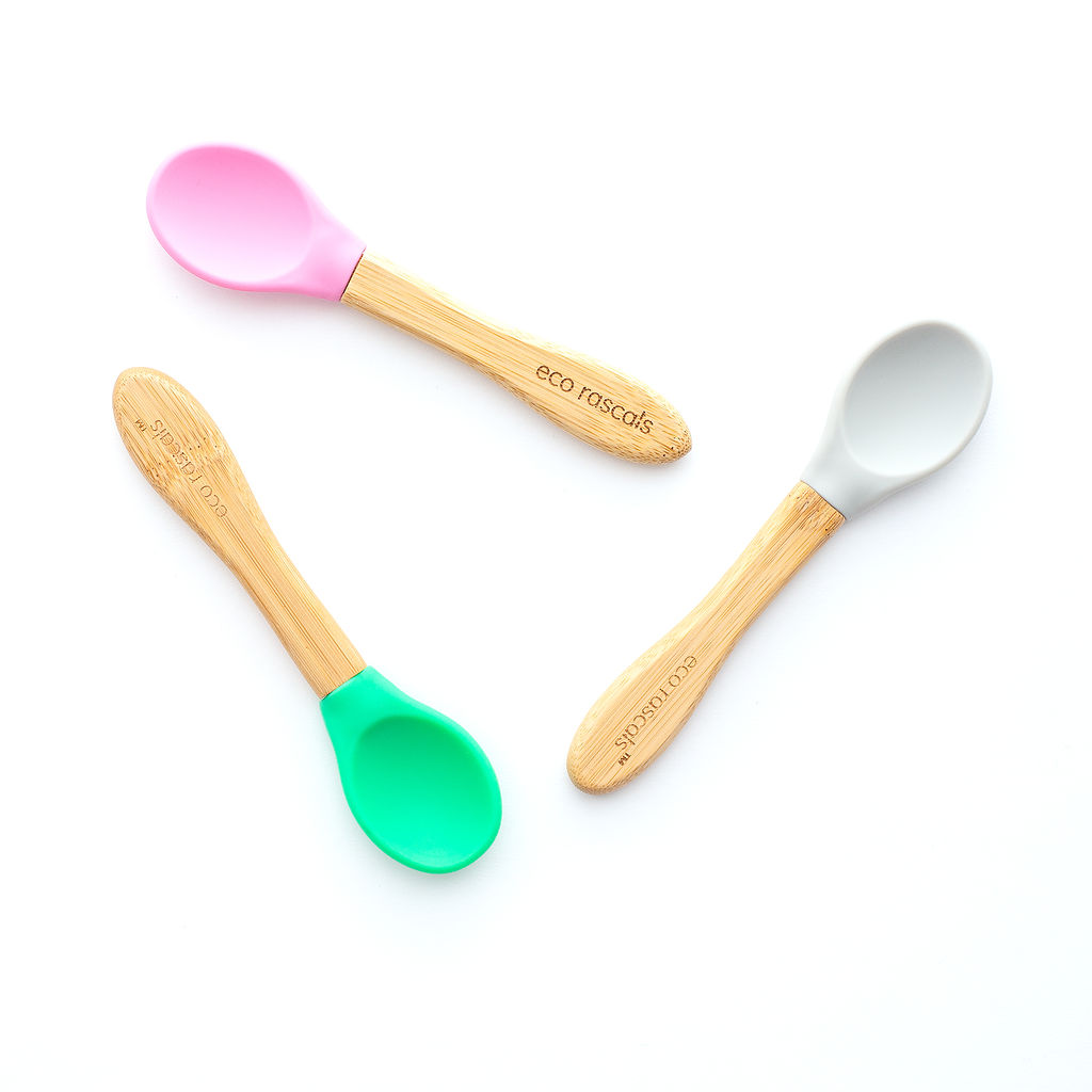 set cucharas gris rosa verde eco rascals