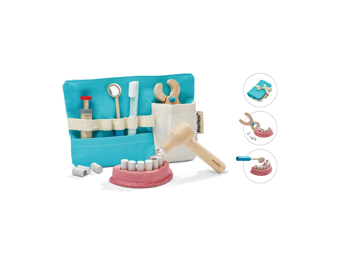 set dentista madera plantoys